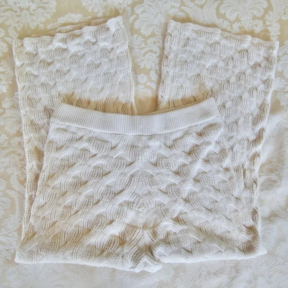 Rachel Comey Cream Cable Knit Wide Leg Palazzo Pants L - Picture 6 of 9